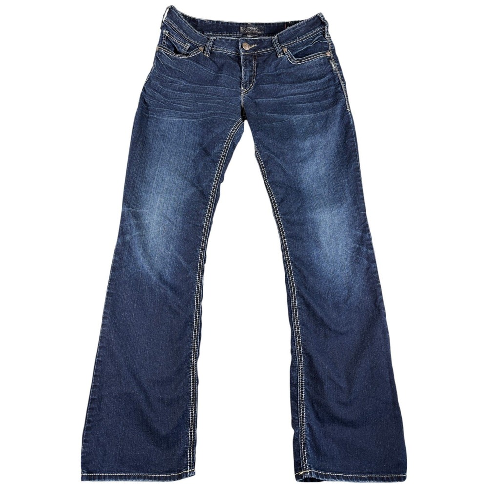 Silver Jeans Suki Mid Slim Boot Women 33 Dark Wash Midrise Stretch Y2K Western